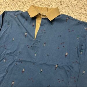 Vintage Woolrich Hunting Outdoor Long Sleeve Rugby Polo Shirt Medium Blue